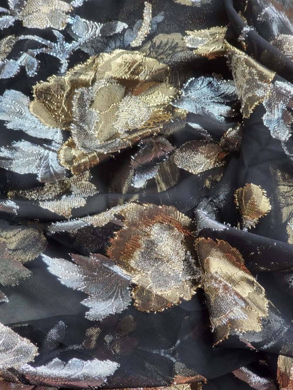 Gold Silver Metallic Black scarf